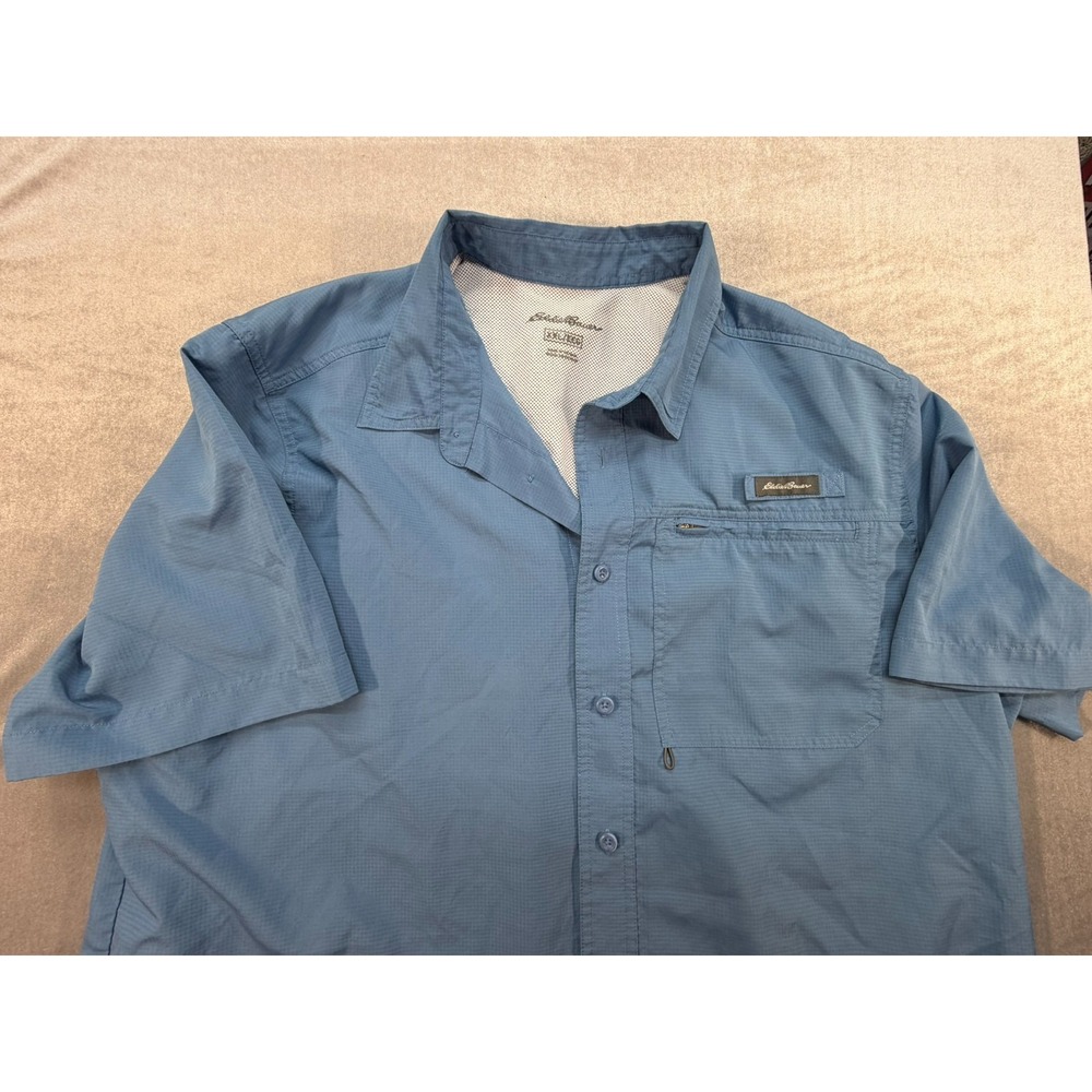Eddie Bauer Fishing Button Up Shirt Vented Polyester Blue Size XXL